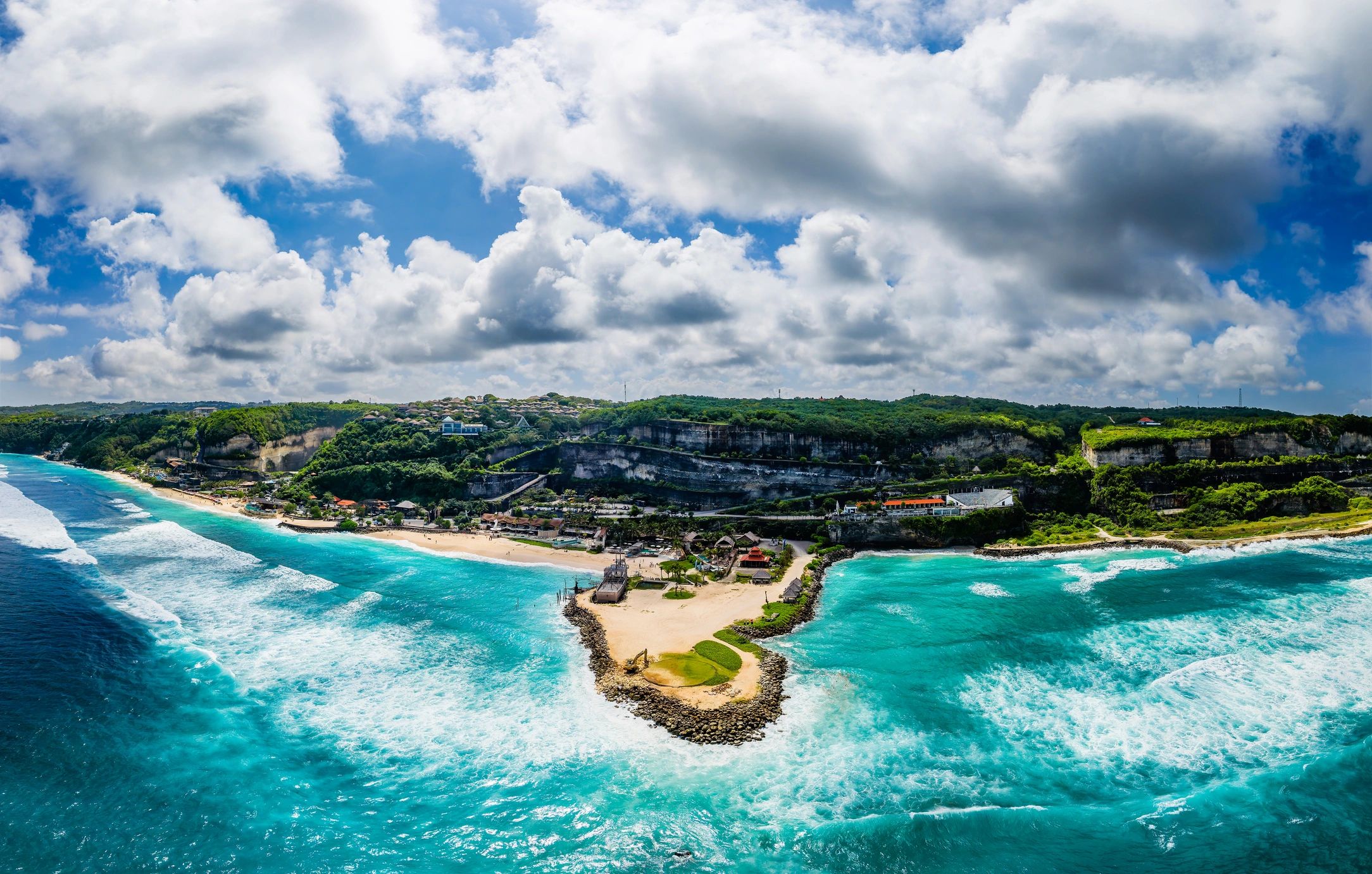 Tropical coastline aerial view